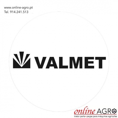 Logótipo VALMET preto com detalhes de contacto e marca online AGRO