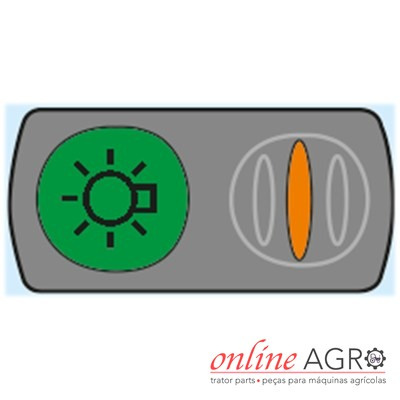 Painel com botões verde e laranja e logo online AGRO