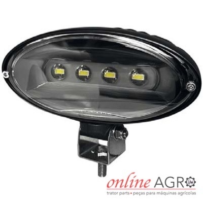 Luz de trabalho LED oval preta com cinco lâmpadas e suporte metálico