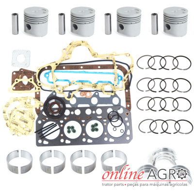 Conjunto de peças para motor com pistões, anéis, juntas e rolamentos