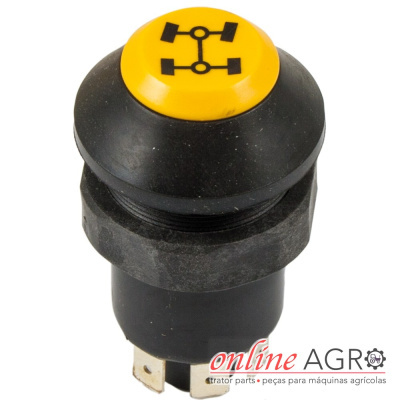 Interruptor redondo preto e amarelo com símbolo de diferencial