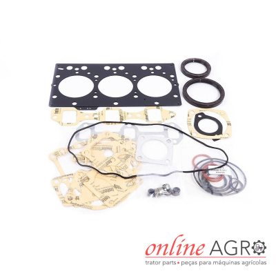 Conjunto de juntas e anéis para máquinas agrícolas sobre fundo branco com logótipo onlineAGRO