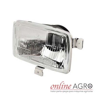 Farol retangular para máquinas agrícolas com suporte metálico