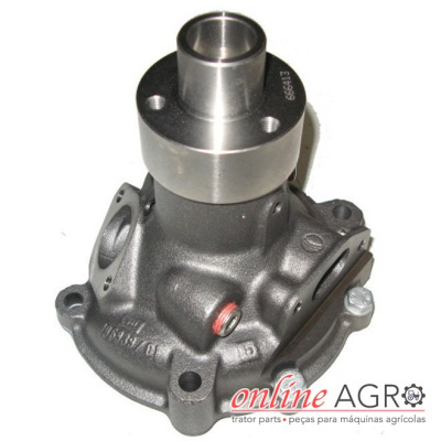 Bomba de água metálica para motor agrícola com flange prateada e selo vermelho