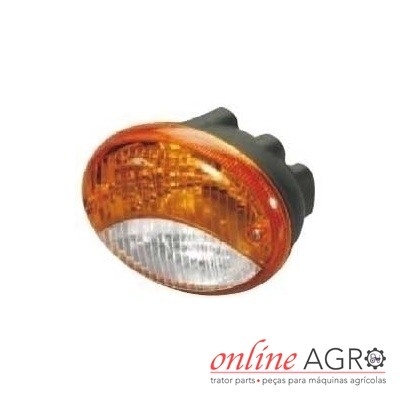 pieza de luz ámbar y transparente para maquinaria agrícola con base negra