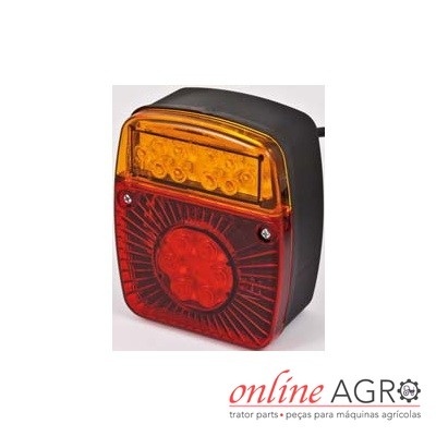 Luz traseira quadrada amarela e vermelha para veículo agrícola