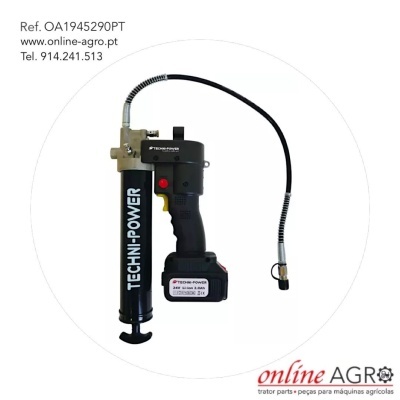 Pistola de lubrificação TECHNI-POWER preta com cabo flexível e bateria