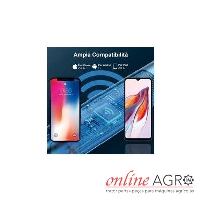 Gráfico mostrando compatibilidade ampla para iPhone iOS, Android 7+ e iPad iOS 9+