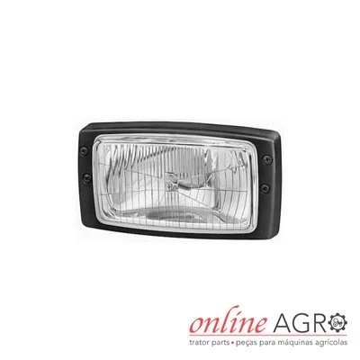 Farol rectangular transparente com base preta, foto em fundo branco com logótipo online AGRO