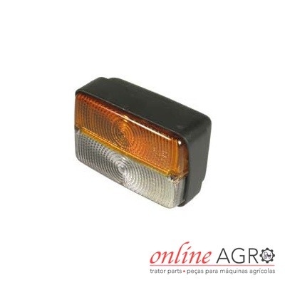 Luz retangular para máquina agrícola laranja e transparente com base preta