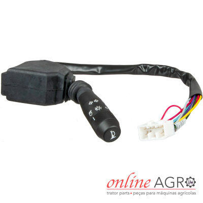 Comutador de luz preto para maquinaria agrícola com cabo e conector branco