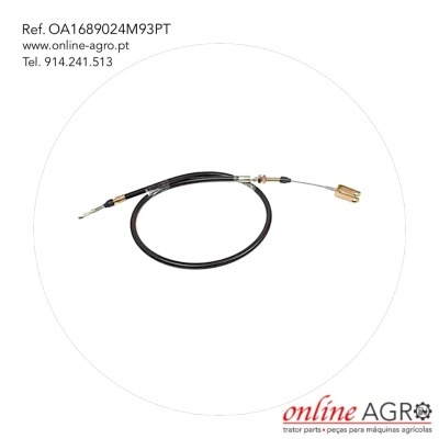 Cabo flexível preto com extremidades metálicas, sobre fundo branco