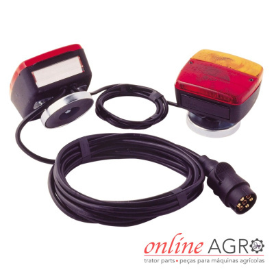 Conjunto de luzes traseiras para maquinaria agrícola com cabos e conector