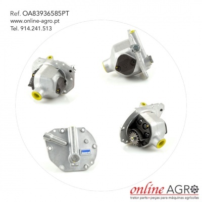 Peças metálicas agrícolas com texto de referência e contacto