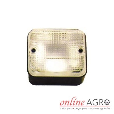 Farolim quadrado transparente e preto para máquina agrícola