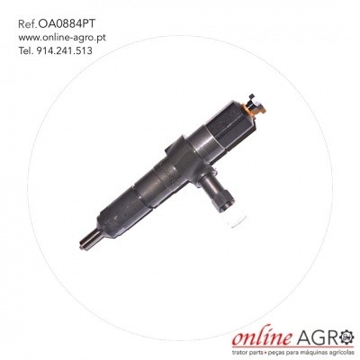 Injetor diesel metálico cinzento com texto de referência e contactos da Online Agro