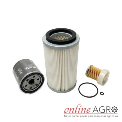 Conjunto de filtros para máquinas agrícolas com filtro de óleo, filtro de ar e juntas de borracha