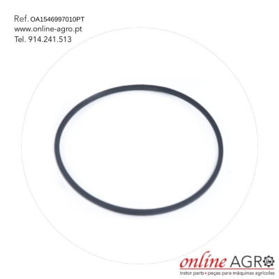 Anel de borracha preta circular sobre fundo branco com texto e logotipo online AGRO