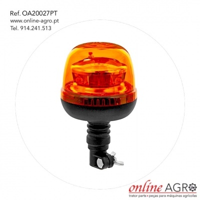 Sinalizador luminoso laranja com base preta e parafuso de fixação