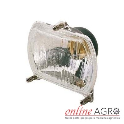 Farol para trator com lente de vidro transparente e base preta