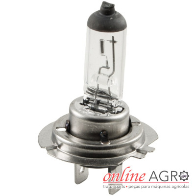 Lâmpada halogénea para farol de automóvel com base metálica e bulbo de vidro