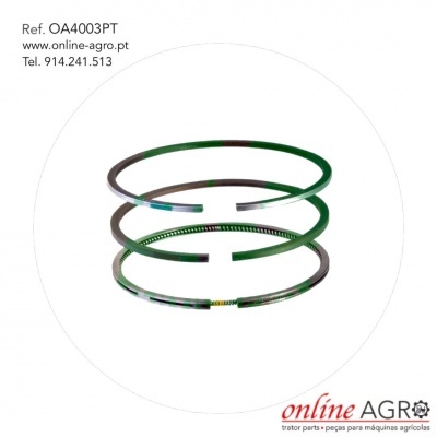 Conjunto de anéis metálicos circulares para motores com texto de referência e contacto