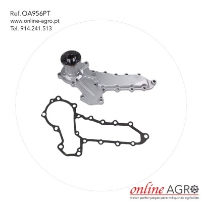 Bomba de água metálica com junta preta em fundo branco com texto e logótipo