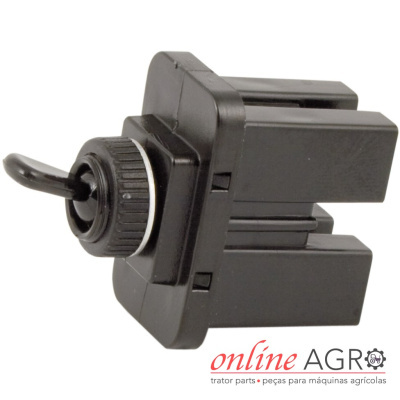 Botão interruptor preto em fundo branco com texto online AGRO