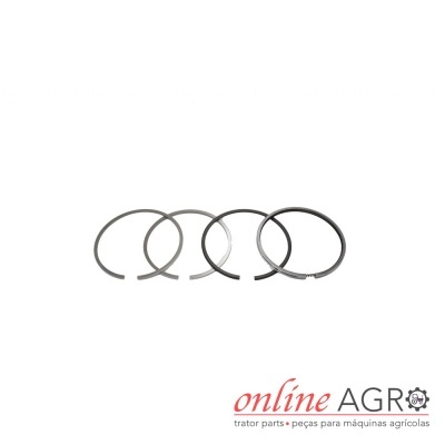 Conjunto de quatro anéis metálicos para motor em fundo branco com logótipo online AGRO