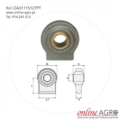 Peça mecânica metálica com anel dourado, desenho técnico e texto de referência