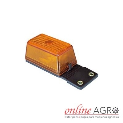 Luz de sinalização amarelo-laranja com base preta