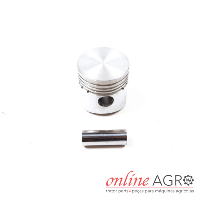 Pistão metálico e pino para máquina agrícola sobre fundo branco com logótipo online AGRO