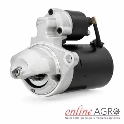 Motor de arranque metálico e preto com logotipo online AGRO