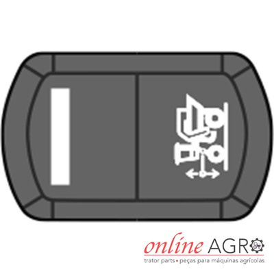 Interruptor preto com símbolos brancos e barra branca sobre fundo branco com logotipo online AGRO
