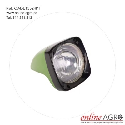 Farois quadrados para máquina agrícola com lente transparente e corpo verde