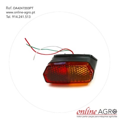 Luz traseira vermelha e âmbar para máquinas agrícolas com três fios de ligação