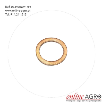Anilha metálica circular cobre com texto de referência e contacto online AGRO