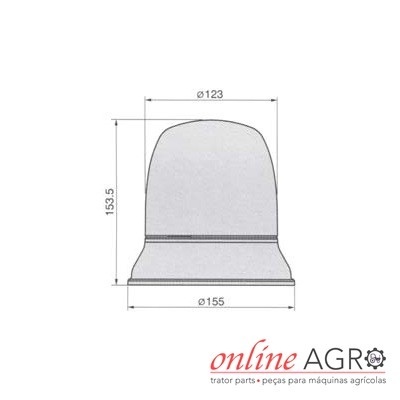 Desenho técnico de peça industrial com medidas e logótipo online AGRO