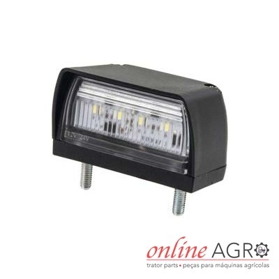 Luz LED retangular preta para máquinas agrícolas com fixações metálicas