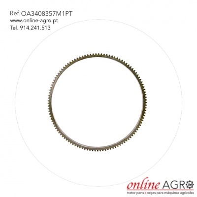 Engrenagem circular metálica dentada com texto de referência e contato