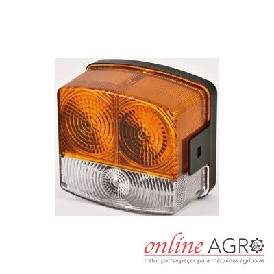 Farol traseiro com lentes âmbar e branca para maquinaria agrícola