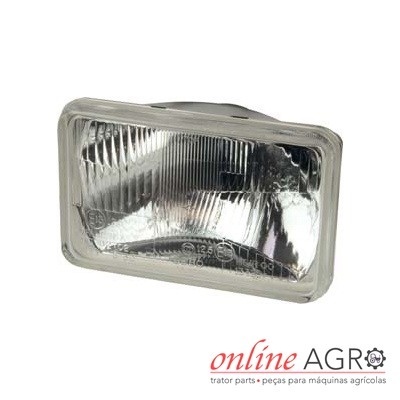 Farol retangular de vidro transparente com moldura cinza