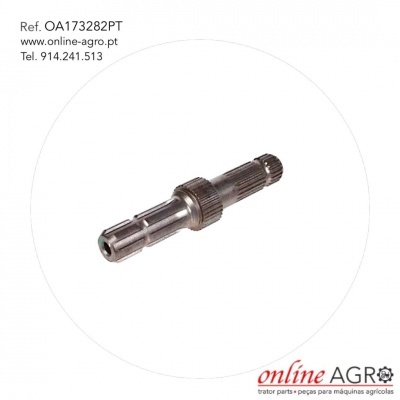 Peça metálica cilíndrica tipo eixo prateada com dentes e ranhuras