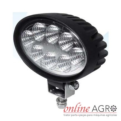 Luz de trabalho oval preta com 10 LEDs para máquinas agrícolas