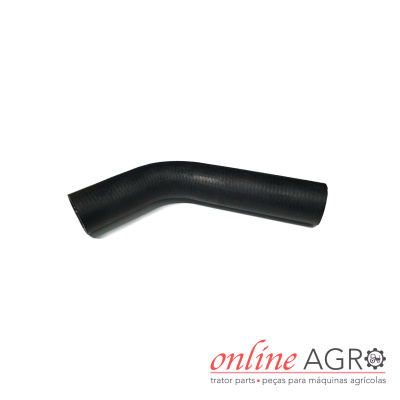 Tubo flexível preto curvado com texto na imagem