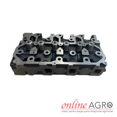 Cabeçote de motor metálico com molas e marca online AGRO em fundo branco