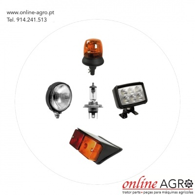 Peças de iluminação para máquinas agrícolas sobre fundo branco