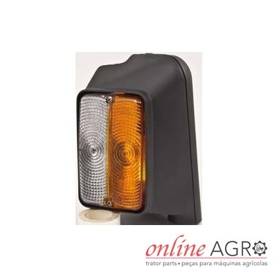Luz traseira para máquina agrícola branca e laranja em suporte preto