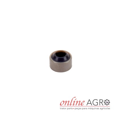 peça metálica circular pequena com inserção preta e logo online AGRO