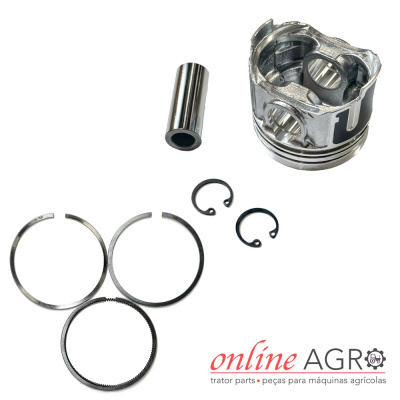 Conjunto metálico de componentes de pistão e anéis com logótipo Online Agro